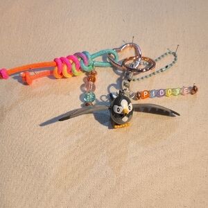 Pokemon Starly Upcycled Handmade Bag Charm Keychain